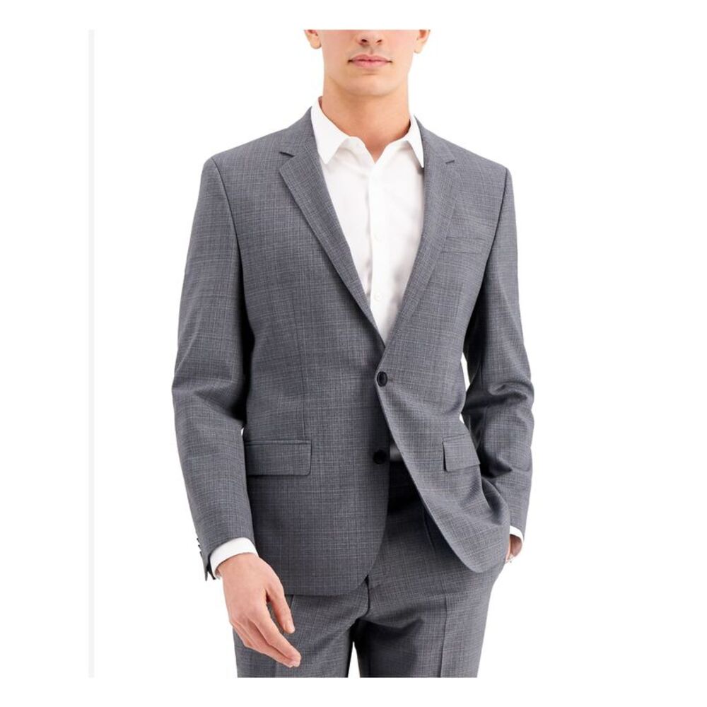 HUGO Mens Boss Red Label Gray Plaid Slim Fit Suit Separate Blazer 40R